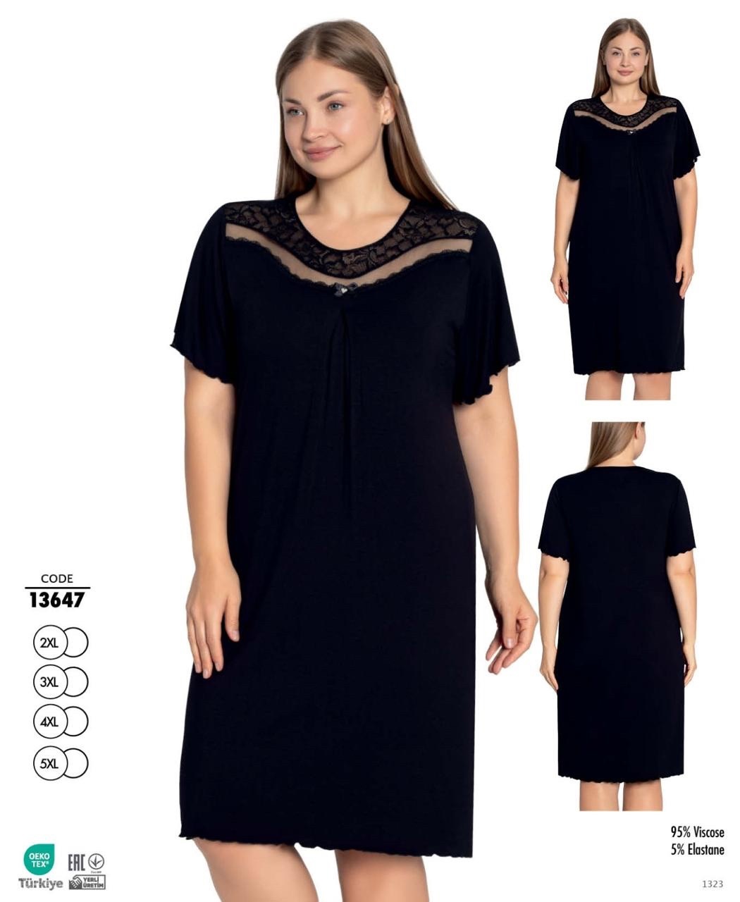Ночнушка Trikotag (2XL-5XL) 13647 black (лето)