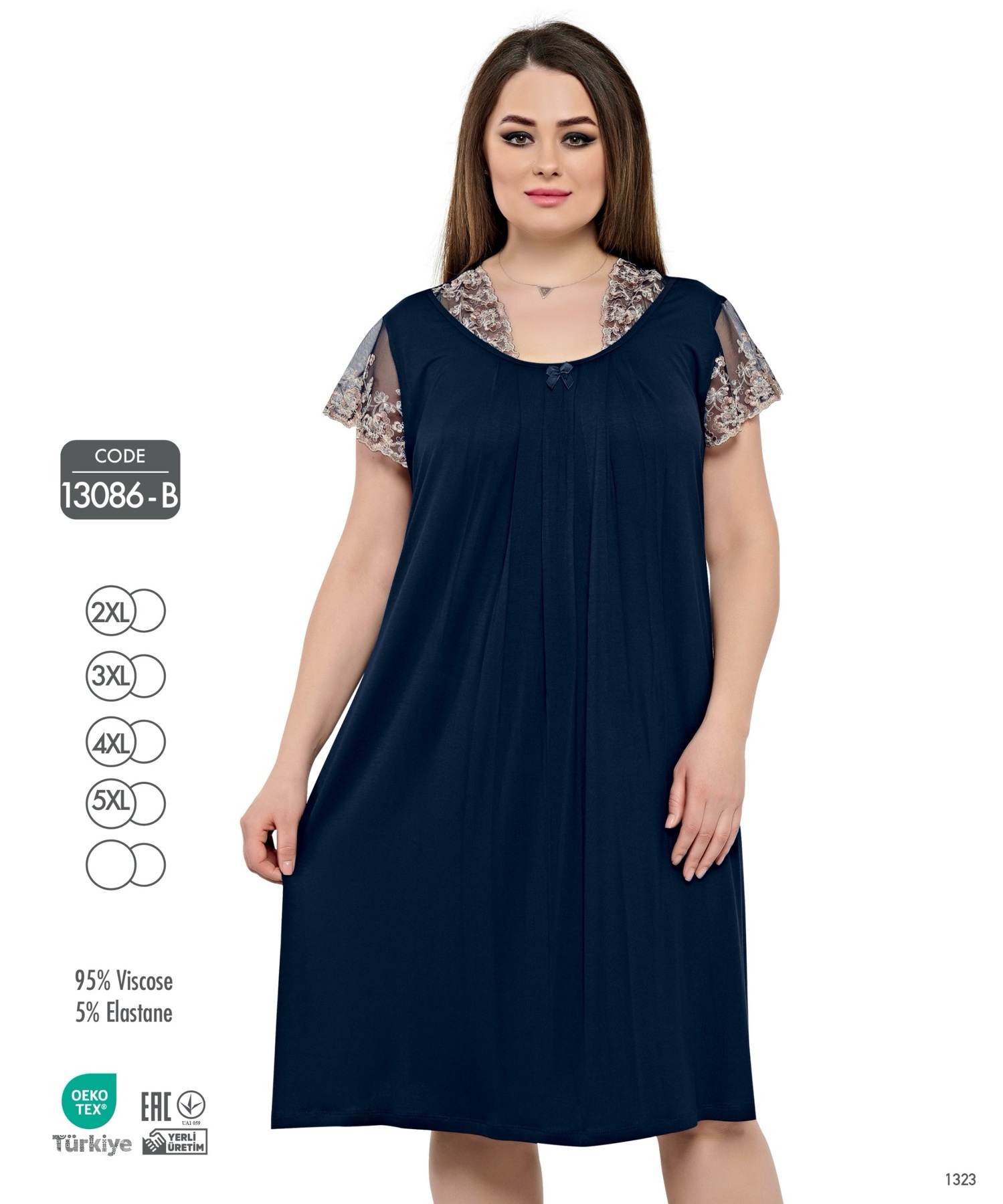 Ночнушка Trikotag (2XL-5XL) 13086B navy (лето)