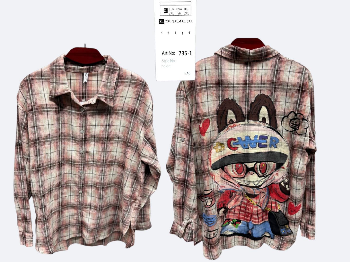 Рубашка BASE (XL-5XL) 735-1 peach (деми)