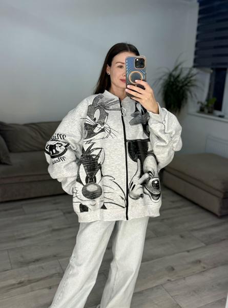 Кофта спорт S.Style (one size) 634-1 l.grey (зима)