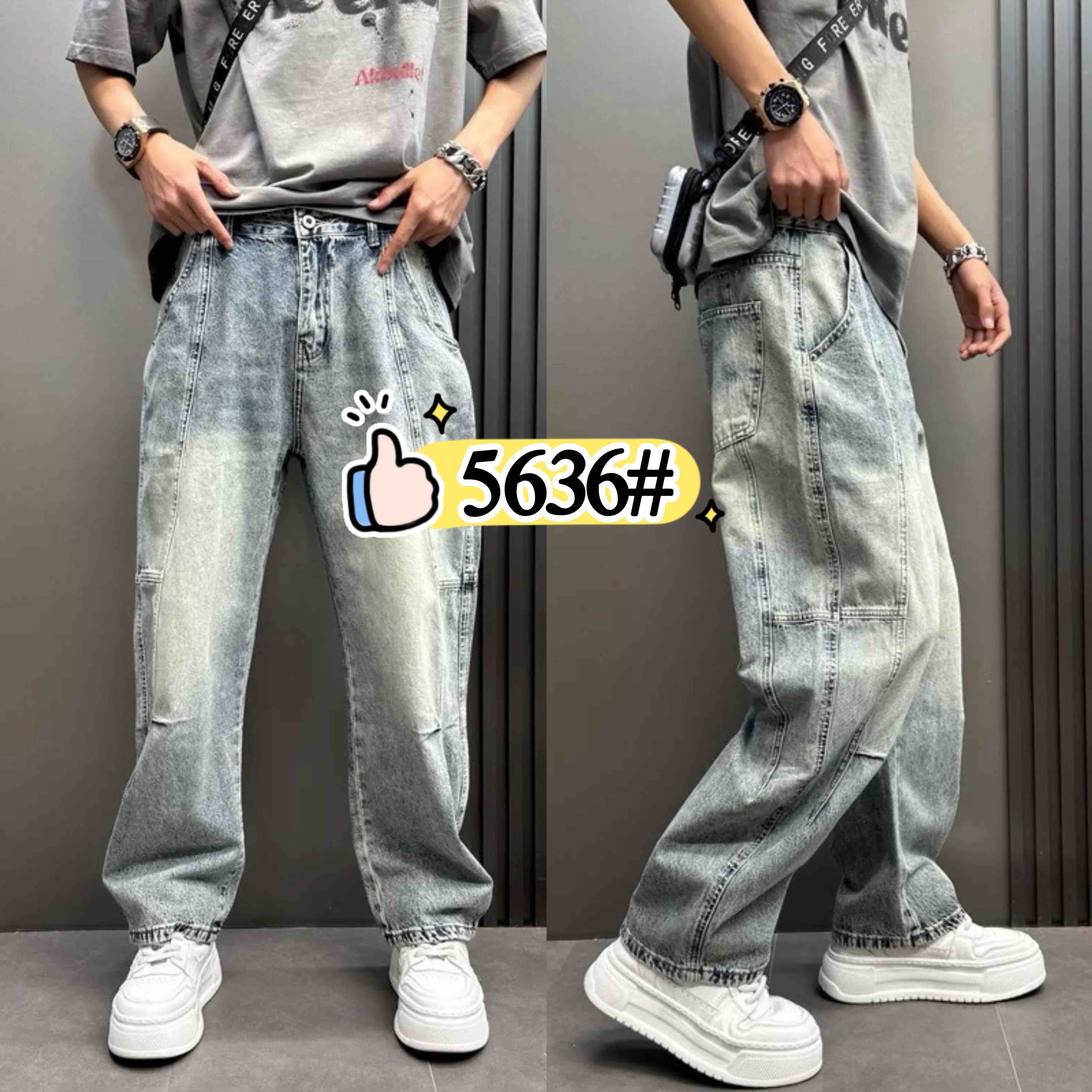 Джинсы God Baron (M-3XL) 5636 l.blue (деми)