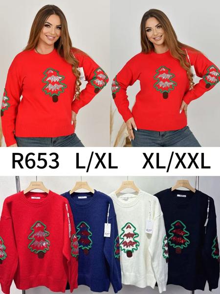 Свитер Anne-Kiss me (L-2XL) R653 mix (зима)