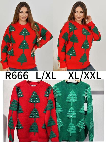 Свитер Anne-Kiss me (L-2XL) R666 mix (зима)