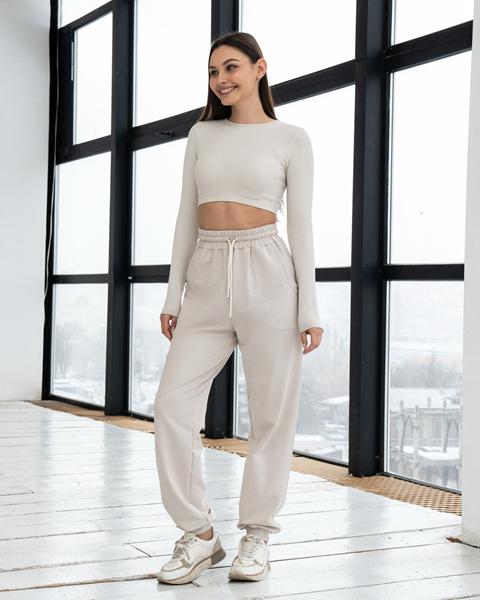 Штаны спорт AZNA (S-XL) Б41 beige (деми)