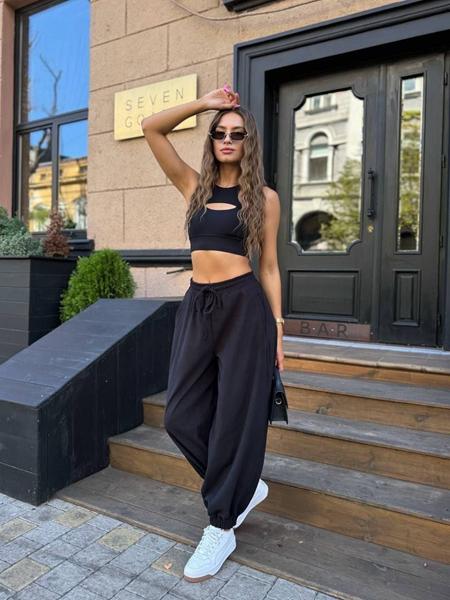 Штаны спорт Arina (42-48) 1655 black (деми)