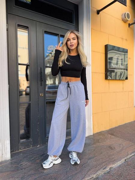 Штаны спорт Arina (42-48) 4239 grey (деми)