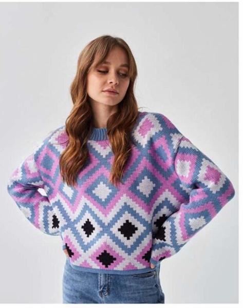 Свитер LiZa Brend (42-48) 1101 grey-pink (зима)