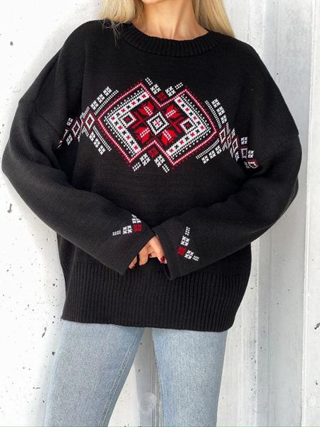 Свитер LiZa Brend (44-52) 1103 black-red (зима)