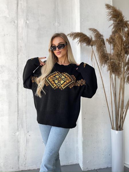 Свитер LiZa Brend (44-52) 1103 black-yellow (зима)