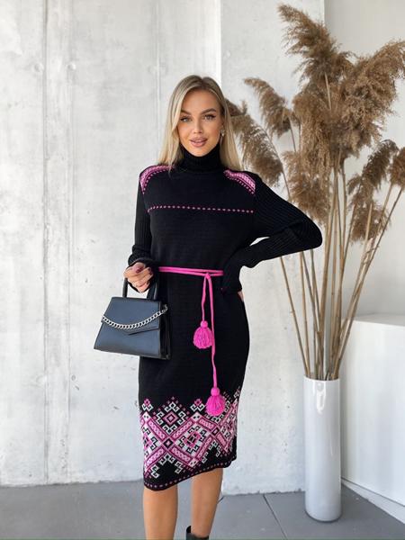 Платье LiZa Brend (42-48) 1106 black-pink (зима)