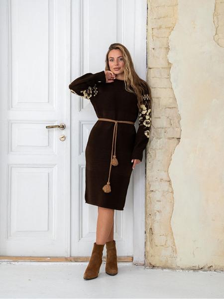 Платье LiZa Brend (44-52) 1107 brown-beige (зима)