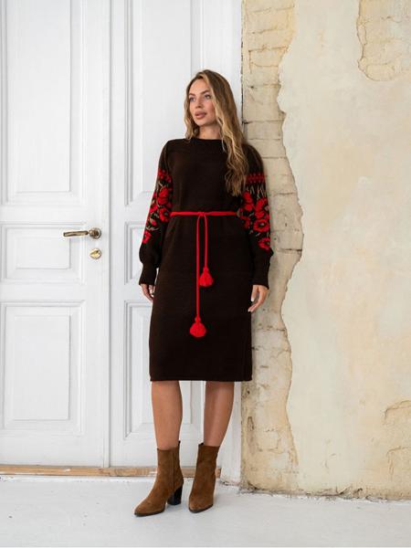 Платье LiZa Brend (44-52) 1107 brown-red (зима)