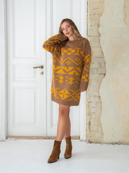 Туника LiZa Brend (44-54) 1110 brown-orange (зима)