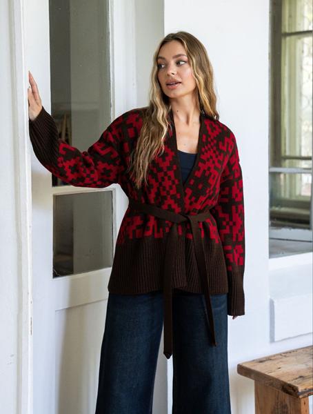 Кардиган LiZa Brend (42-50) 1111 black-wine (деми)