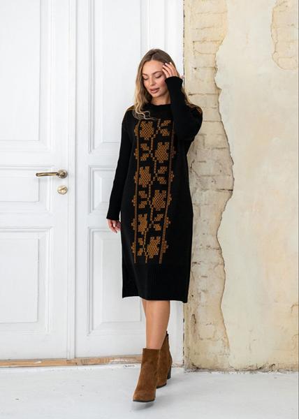 Платье LiZa Brend (44-56) 1112 black-beige (зима)