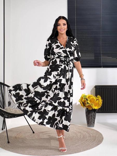 Платье Arina (42-50) 1620 white-black (лето)