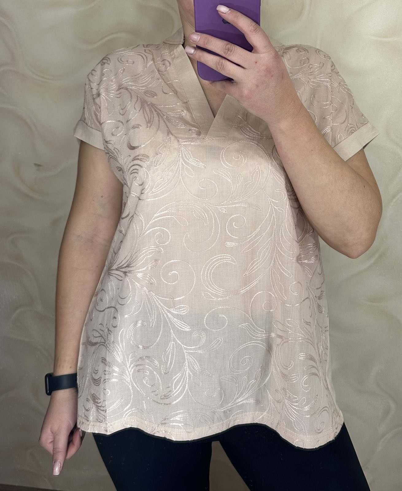 Футболка LeVisha (M-2XL) 26003 beige (лето)