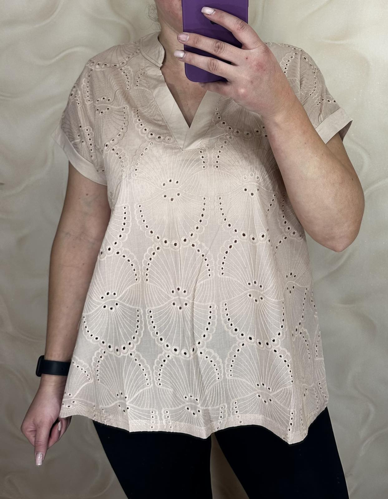 Футболка LeVisha (M-2XL) 26004 beige (лето)