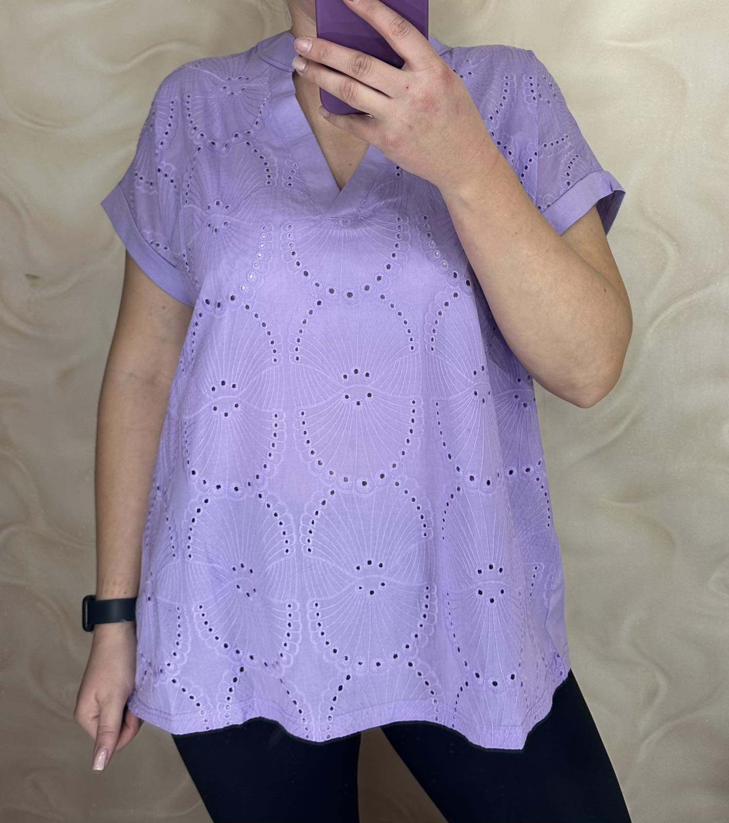 Футболка LeVisha (M-2XL) 26004 lilac (лето)