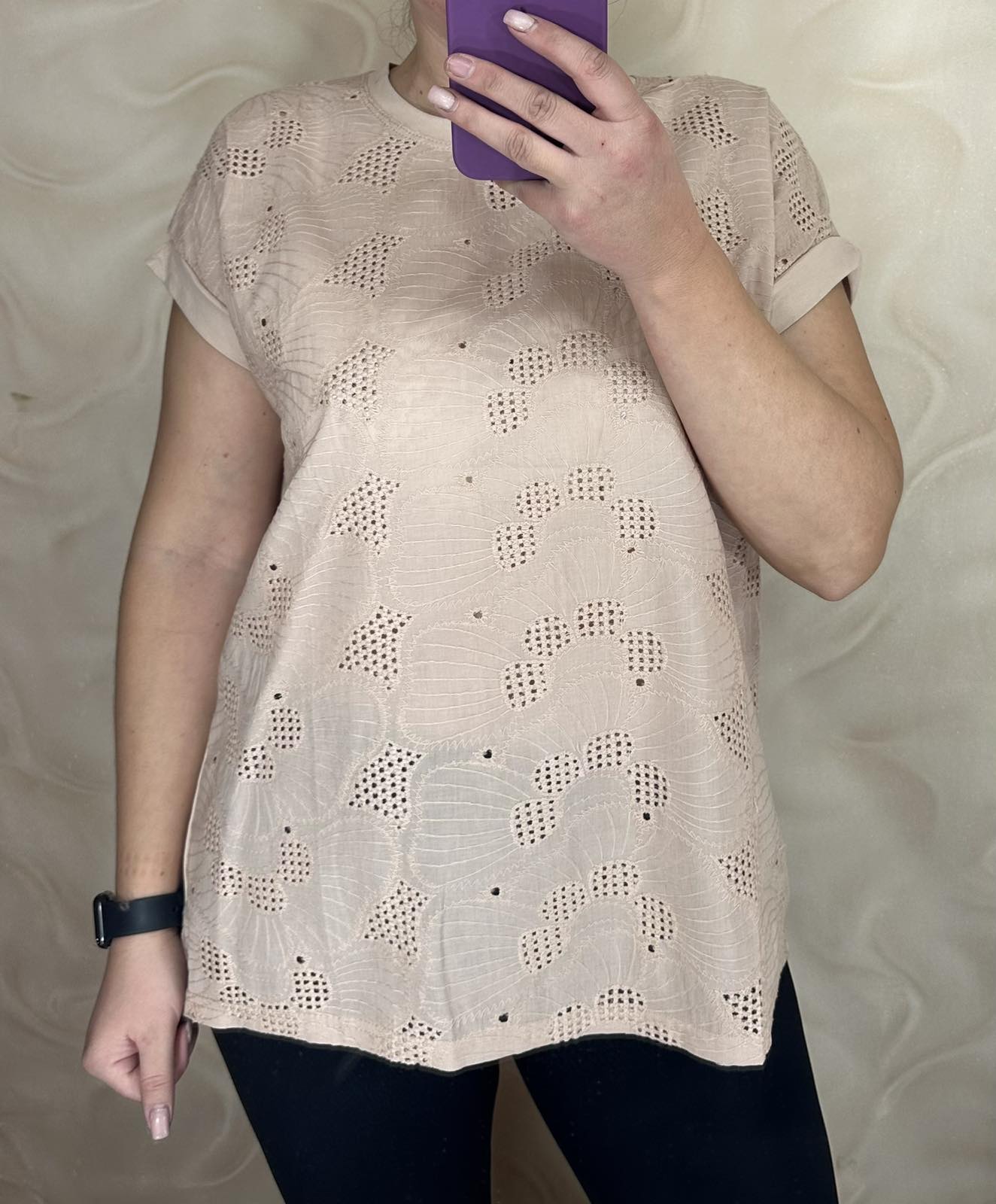 Футболка LeVisha (M-2XL) 26005 beige (лето)