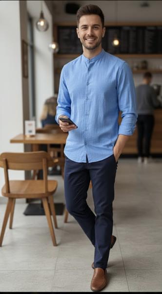 Рубашка Mary Poppins (S-2XL) 7190 l.blue (деми)