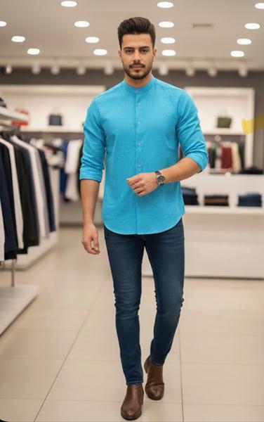 Рубашка Mary Poppins (S-2XL) 7194 l.blue (деми)