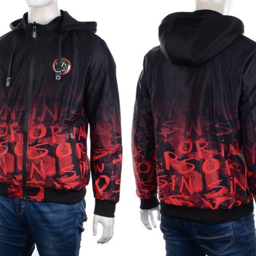 Куртка M7 (L-3XL) 2220 black-red (деми) M7 2220 black-red