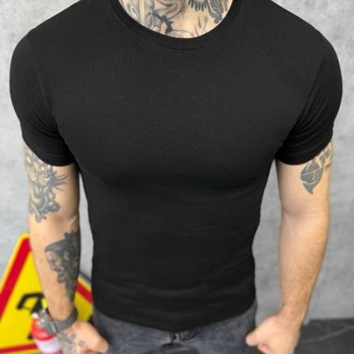 Футболка Madoka (M-3XL) 633 black (лето) Madoka 633 black