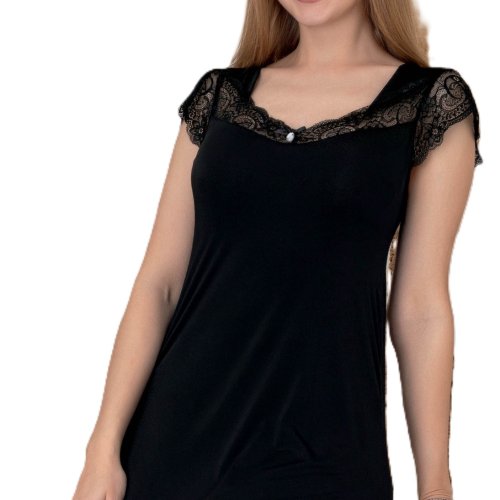 Ночнушка Trikotag (M-XL) 10738 black (лето) Trikotag 10738 black