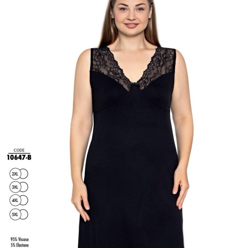 Ночнушка Trikotag (2XL-5XL) 10647B black (лето) Trikotag 10647B black