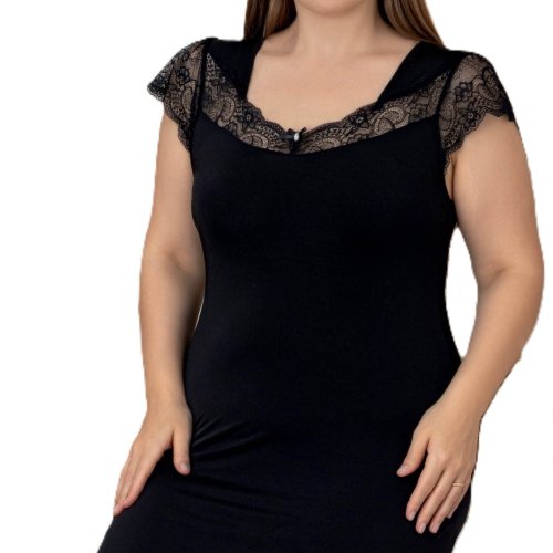 Ночнушка Trikotag (2XL-5XL) 10738B black (лето) Trikotag 10738B black