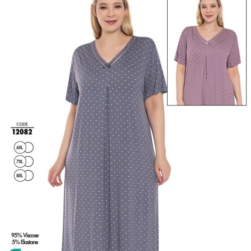 Ночнушка Trikotag (6XL-8XL) 12082 grey (лето) Trikotag 12082 grey