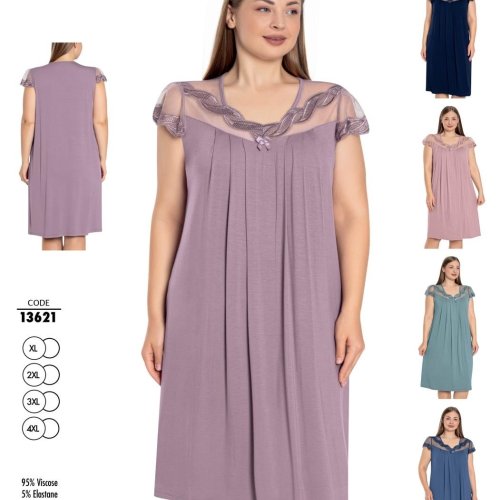 Ночнушка Trikotag (XL-4XL) 13621 navy (лето) Trikotag 13621 navy