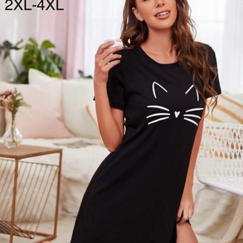 Ночнушка Anion (2XL-4XL) 6640 black (лето) Anion 6640 black