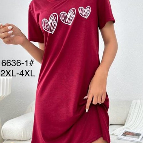 Ночнушка Anion (2XL-4XL) 6636-1 red (лето) Anion 6636-1 red