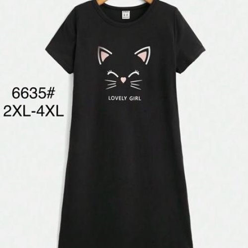 Ночнушка Anion (2XL-4XL) 6635 black (лето) Anion 6635 black