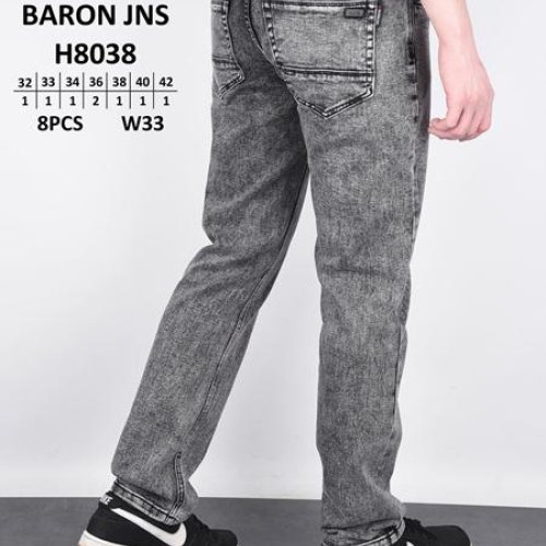 Джинсы Baron Jeans (32-42) H8038 grey (деми) Baron Jeans H8038 grey