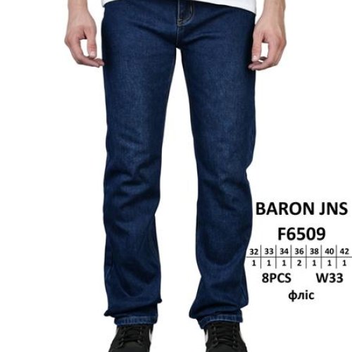 Джинсы Baron Jeans (32-42) F6509 blue (зима) Baron Jeans F6509 blue