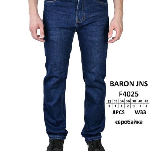 Джинсы Baron Jeans (32-42) F4025 blue (зима) Baron Jeans F4025 blue