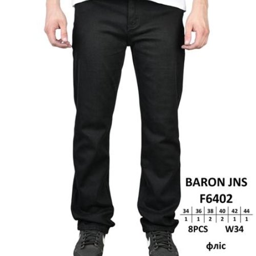 Джинсы Baron Jeans (34-44) F6402 black (зима) Baron Jeans F6402 black