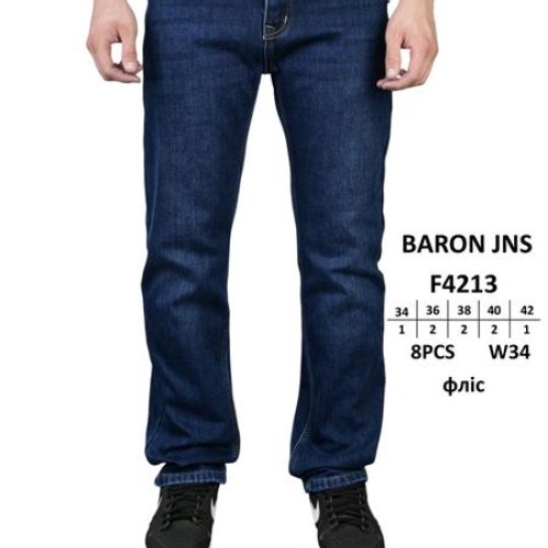 Джинсы Baron Jeans (34-42) F4213 blue (зима) Baron Jeans F4213 blue