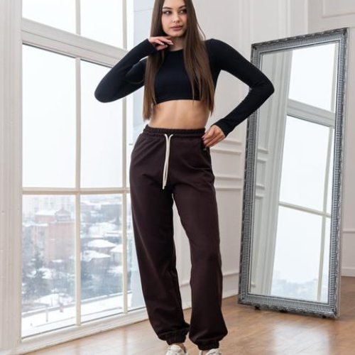 Штаны спорт AZNA (S-XL) Б88 brown (деми) AZNA Б88 brown