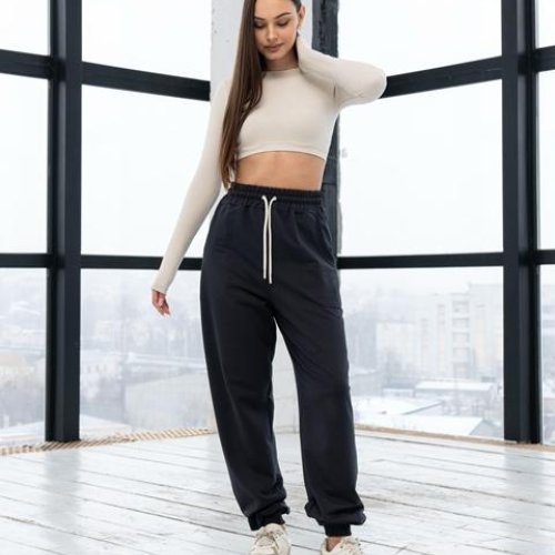 Штаны спорт AZNA (S-XL) Б41 d.grey (деми) AZNA Б41 d.grey