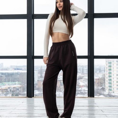 Штаны спорт AZNA (S-XL) Б82 brown (деми) AZNA Б82 brown