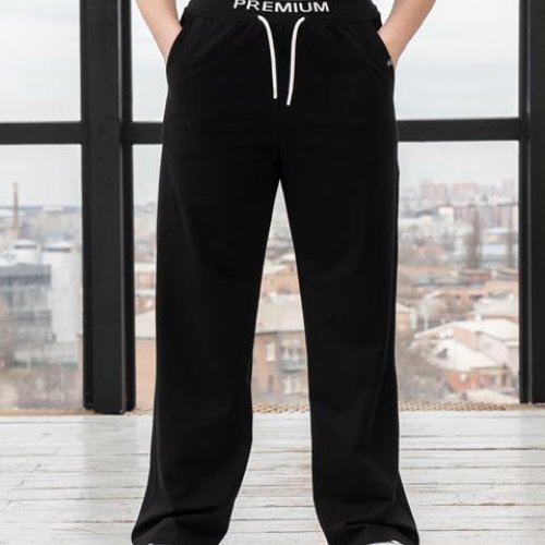 Штаны спорт AZNA (L-3XL) Б1152 black (деми) AZNA Б1152 black