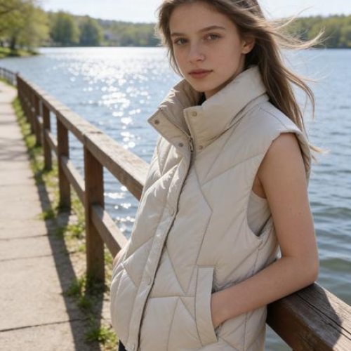 Жилетка Jacket (M-2XL) BM3313 l.beige (деми) Jacket BM3313 l.beige