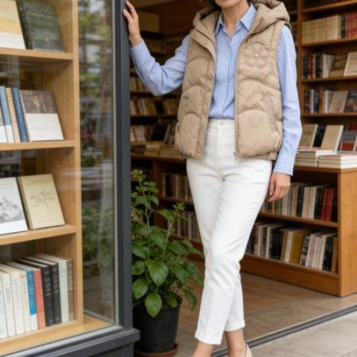 Жилетка Jacket (M-2XL) M2803 beige (деми) Jacket M2803 beige