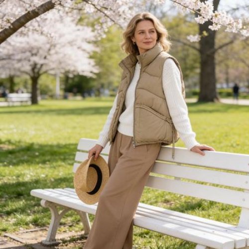 Жилетка Jacket (M-2XL) M803 beige (деми) Jacket M803 beige