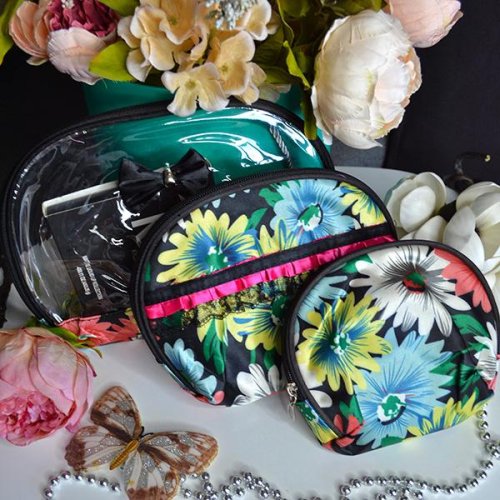 Косметичка Luna-bag (26*22*8) 1111 black-l.blue (деми) Luna-bag 1111 black-l.blue