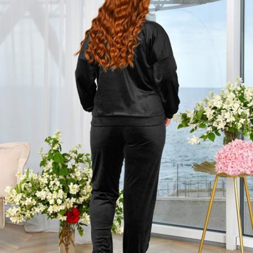 Костюм спорт OdesaOpt (48-52) 6655-31 black (деми) OdesaOpt 6655-31 black